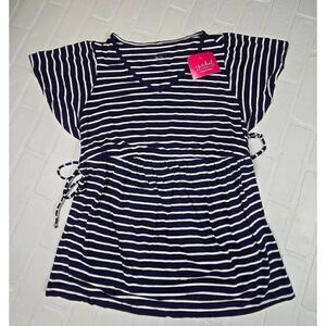 Isabel Maternity Striped V-Neck Blouse Medium